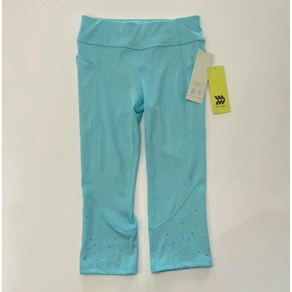 Girls' Laser Cut Capri Leggings with Pockets - All in Moion M 7/8 - Picture 2 of 7